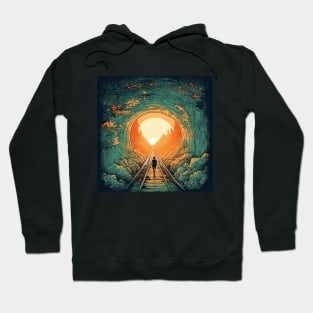 Tunnel of Love, Ukraine cartoon sunset illustration Hoodie